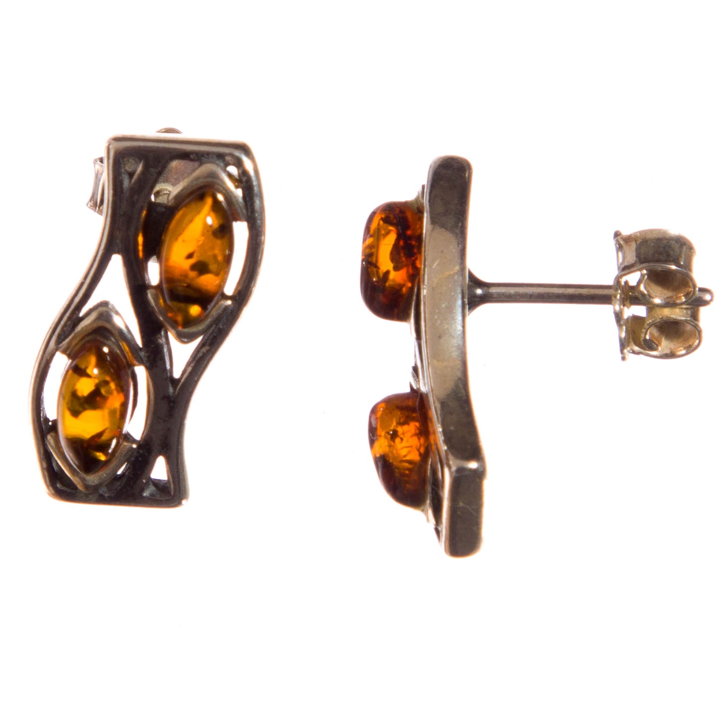 Amber set in Sterling Silver Earrings