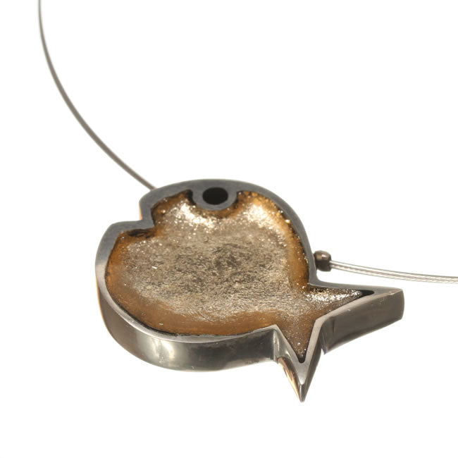 Watch this Space Larger Pendant Necklace from the Bubble Fish Collection, Gold