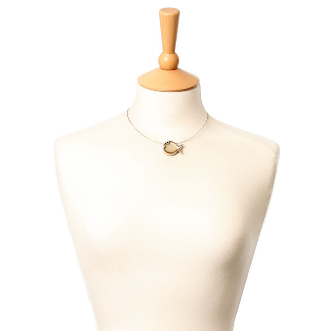 Watch this Space Larger Pendant Necklace from the Bubble Fish Collection, Gold