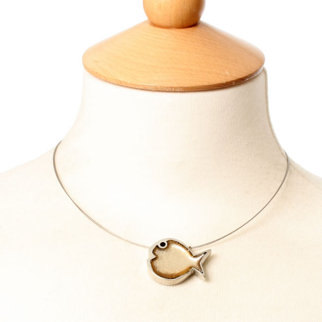 Watch this Space Larger Pendant Necklace from the Bubble Fish Collection, Gold