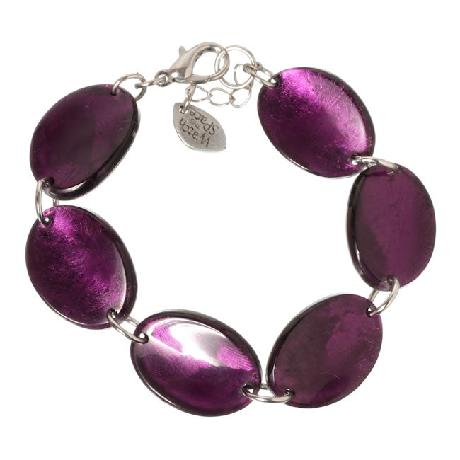 Watch this Space Bracelet from the Curved Oval Collection, Purple/Silver