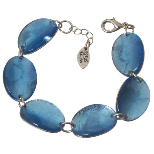 Watch this Space Bracelet from the Curved Oval Collection, Sky/Silver