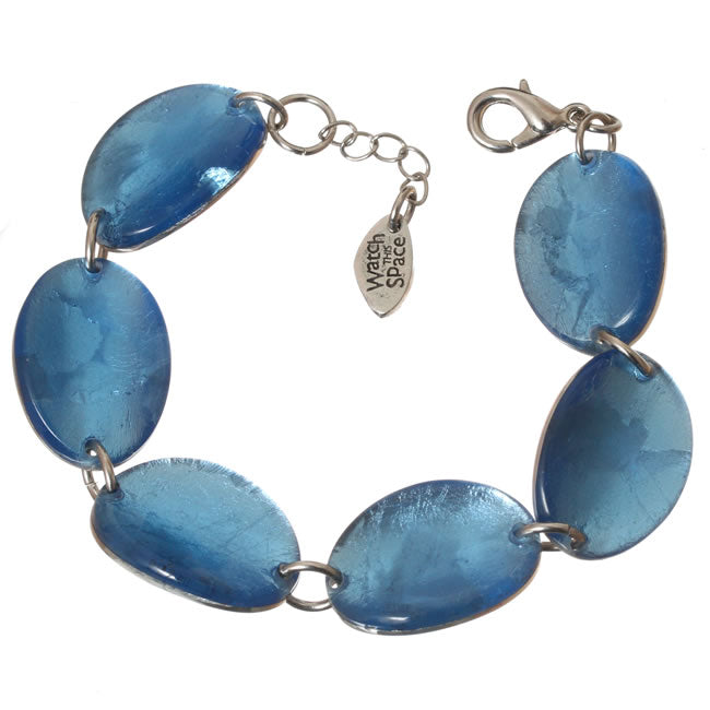 Watch this Space Bracelet from the Curved Oval Collection, Sky/Silver