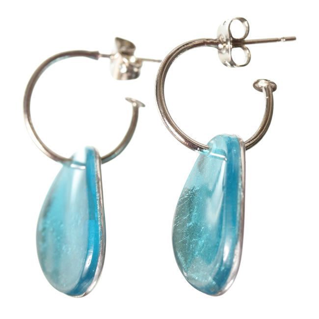 Watch this Space Stud Earrings from the Curved Oval Collection, Aqua/Silver