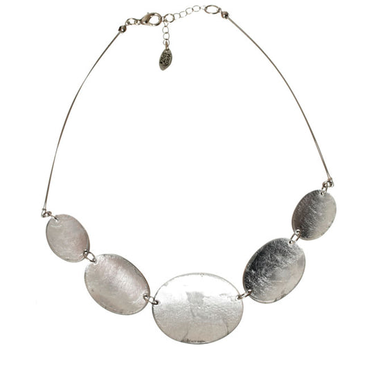 Watch this Space Pendant Necklace from the Curved Oval Collection, Silver/Silver