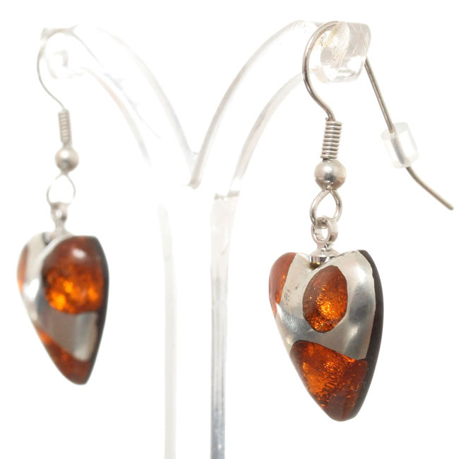 Watch this Space Earrings from the Domed Heart Collection, Orange/Silver.