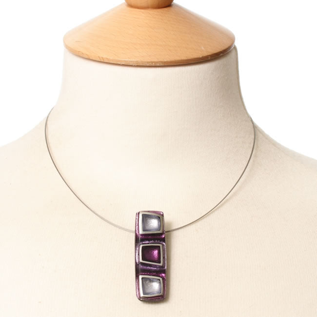 Watch this Space Pendant Necklace from the Irregular Squares Collection, Purple