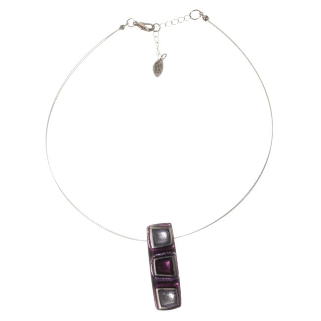Watch this Space Pendant Necklace from the Irregular Squares Collection, Purple