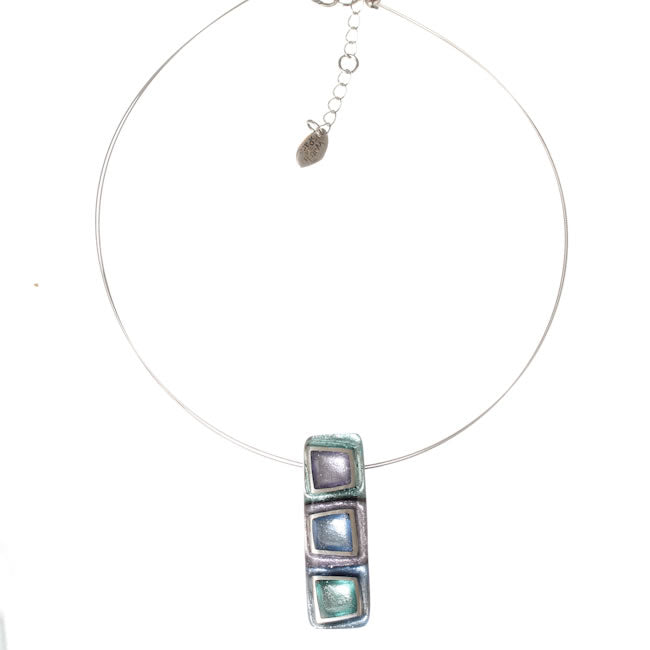 Watch this Space Pendant Necklace from the Irregular Squares Collection, Ocean Mist.