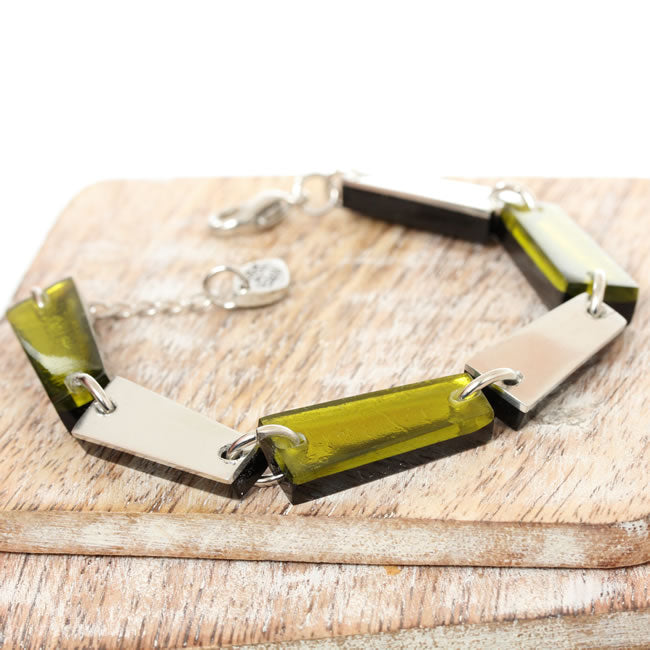 Watch this Space Bracelet from the Pin Stripe Collection, Lime/Silver