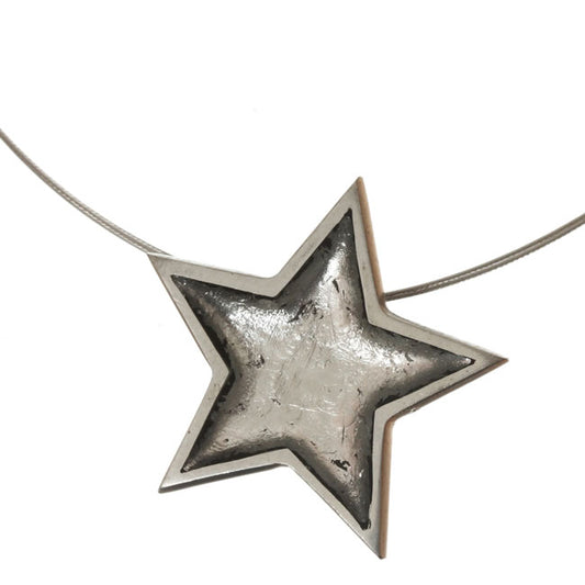 Watch this Space Pendant Necklace from the Pewter Stars Collection, Silver