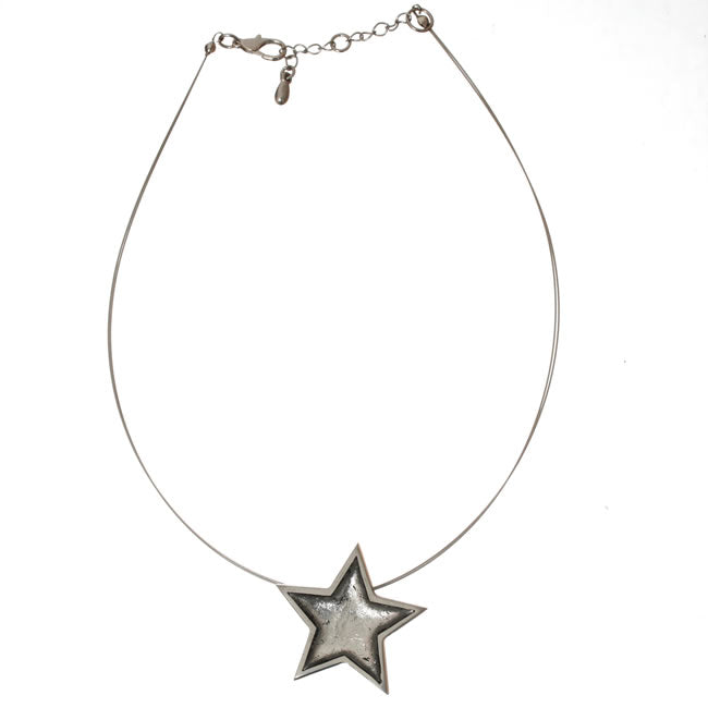 Watch this Space Pendant Necklace from the Pewter Stars Collection, Silver