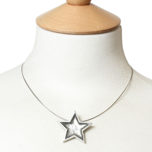 Watch this Space Pendant Necklace from the Pewter Stars Collection, Silver