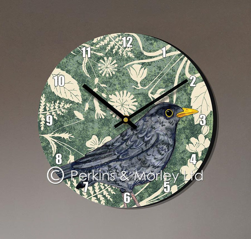 Wild Wood Blackbird Clock