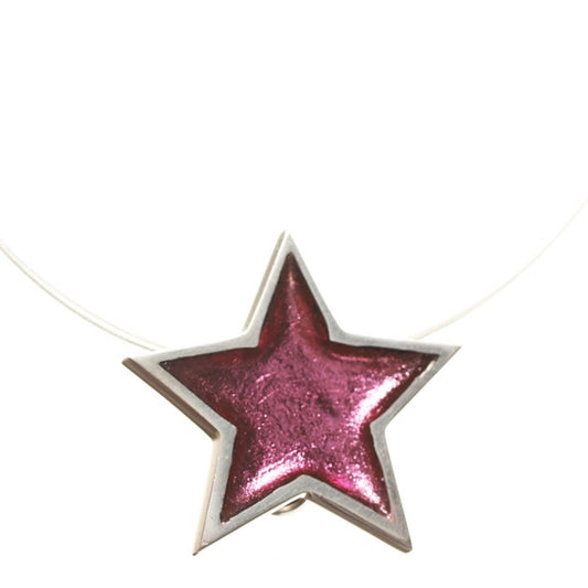 Watch this Space Pendant Necklace from the Pewter Stars Collection, Pink