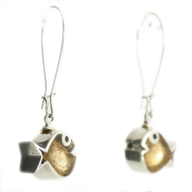 Watch this Space Earrings from the Bubble Fish Collection, Gold