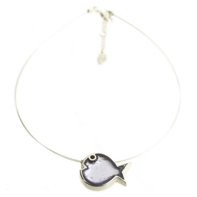 Watch this Space Larger Pendant Necklace from the Bubble Fish Collection, Lilac