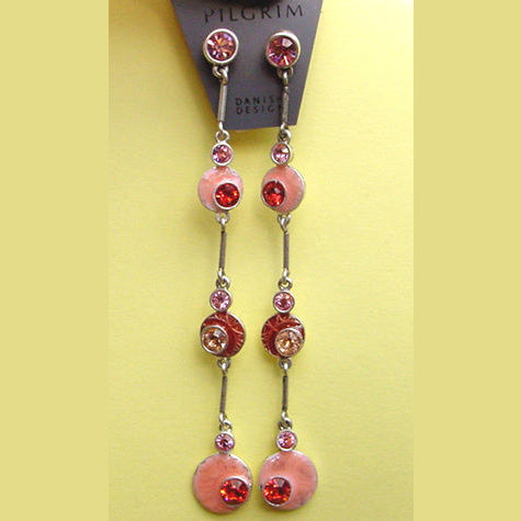 Pilgrim Pendulum Pendulum Earrings, rose/silver