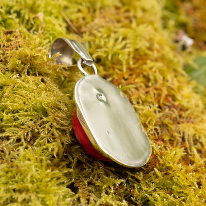 Coral set in  Sterling Silver Pendant