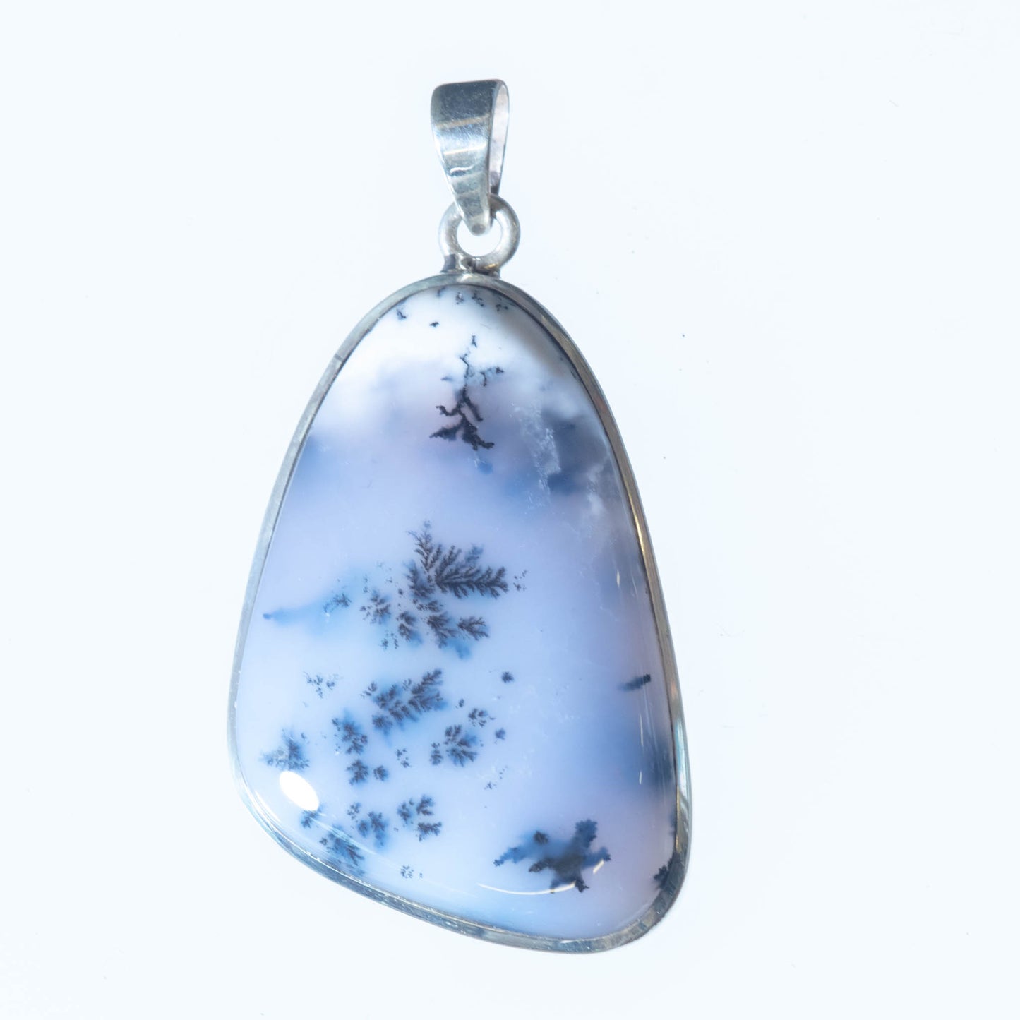 Dendritic Agate set in  Sterling Silver Pendant