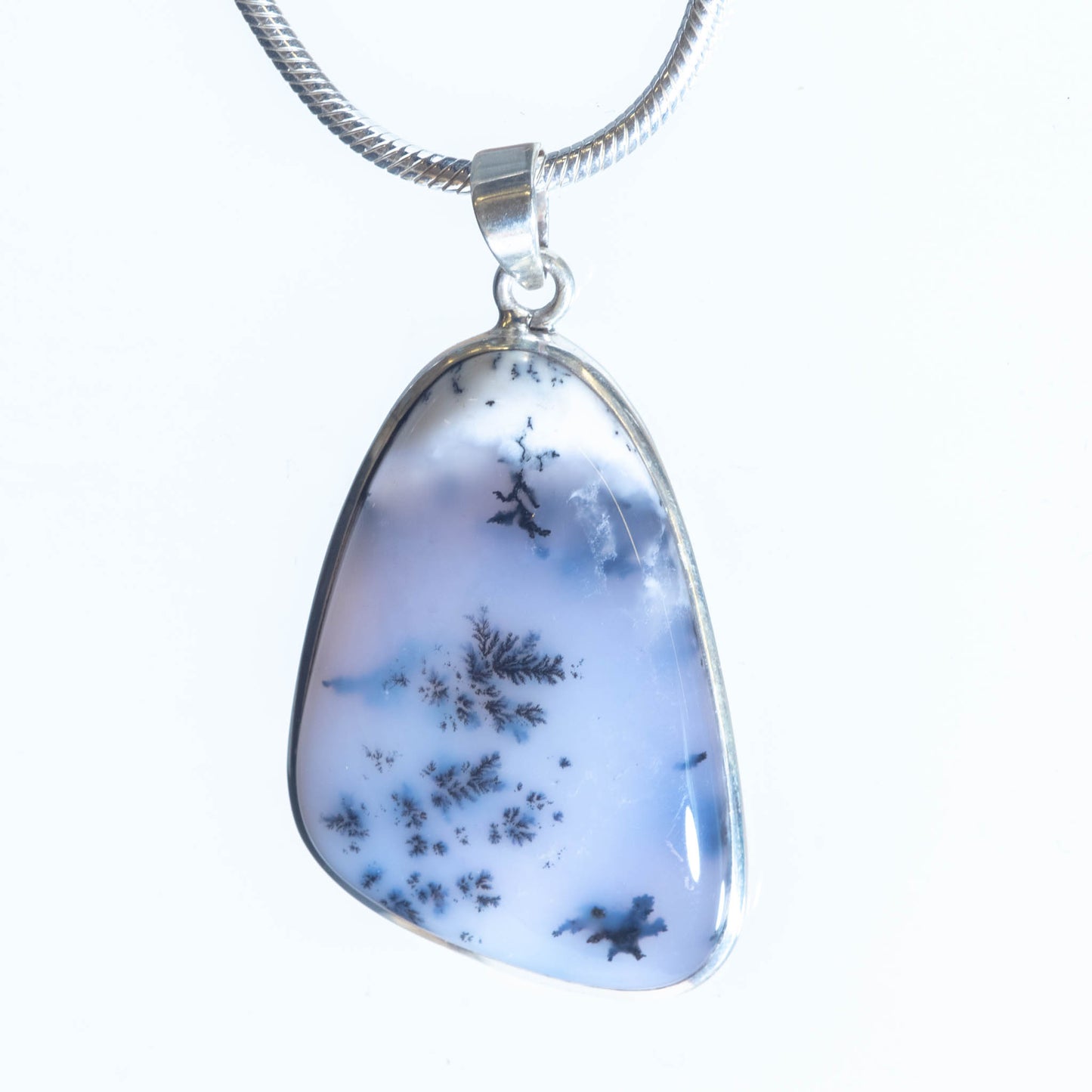 Dendritic Agate set in  Sterling Silver Pendant