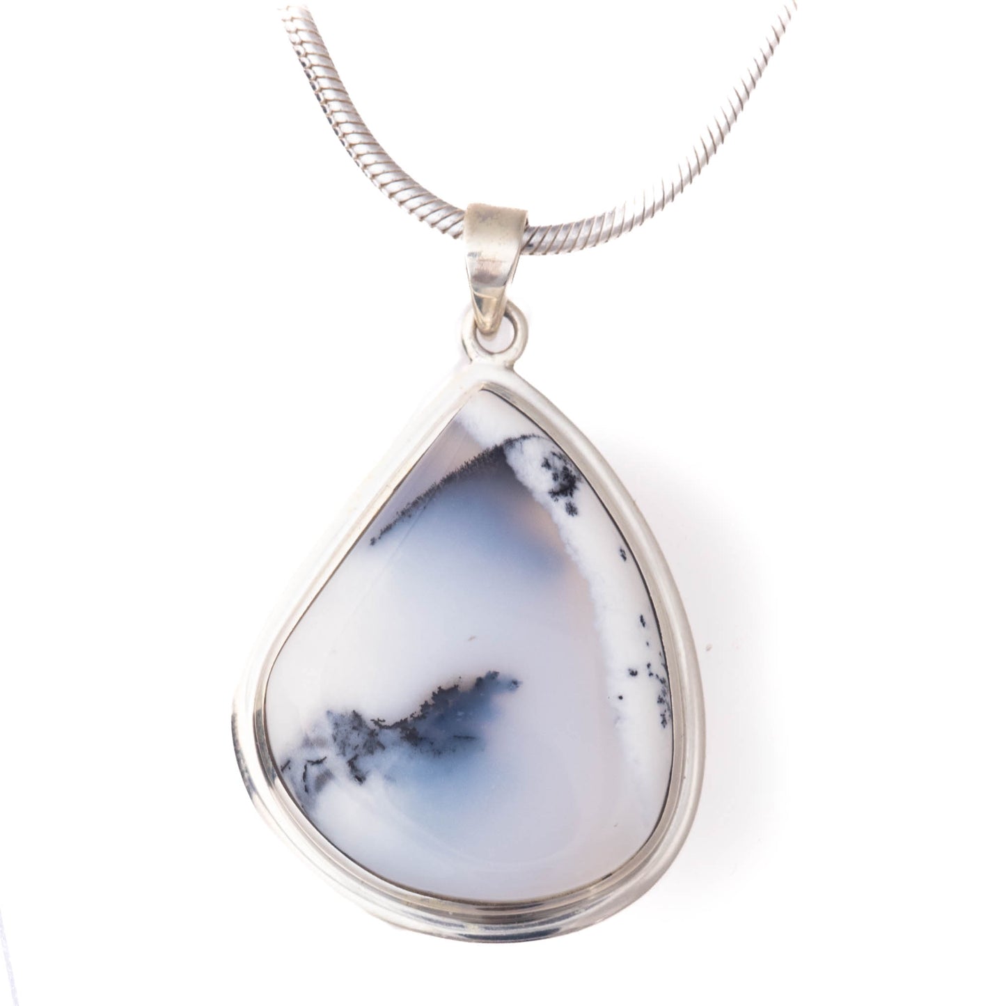 Dendritic Agate set in  Sterling Silver Pendant