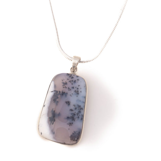 Dendritic Agate set in  Sterling Silver Pendant