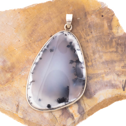 Natural Dendritic Agate & Sterling Silver Pendant – Unique Tree-like Inclusion & Gemstone Jewellery UK