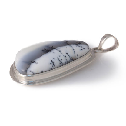 Dendritic Agate set in  Sterling Silver Pendant