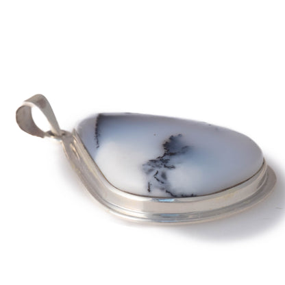 Dendritic Agate set in  Sterling Silver Pendant