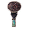 Jasper, Smokey Quartz and Abalone , Sterling Silver Pendant