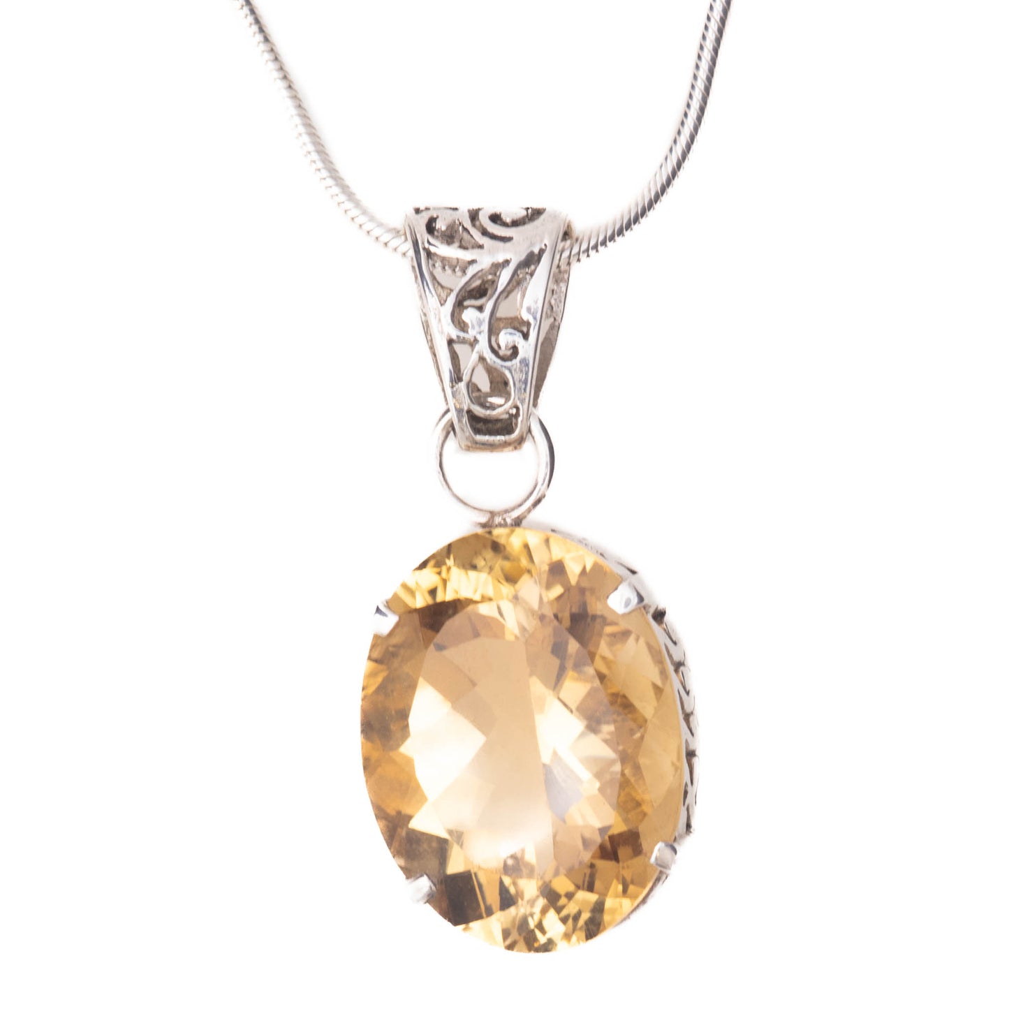 Faceted Citrine, Sterling Silver Pendant