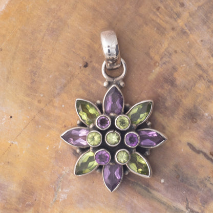 Turquoise, Sterling Silver Pendant Mixed Gemstones