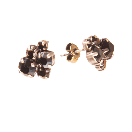 Konplott, Ballroom Crystal Cluster Studs, Black/Silver