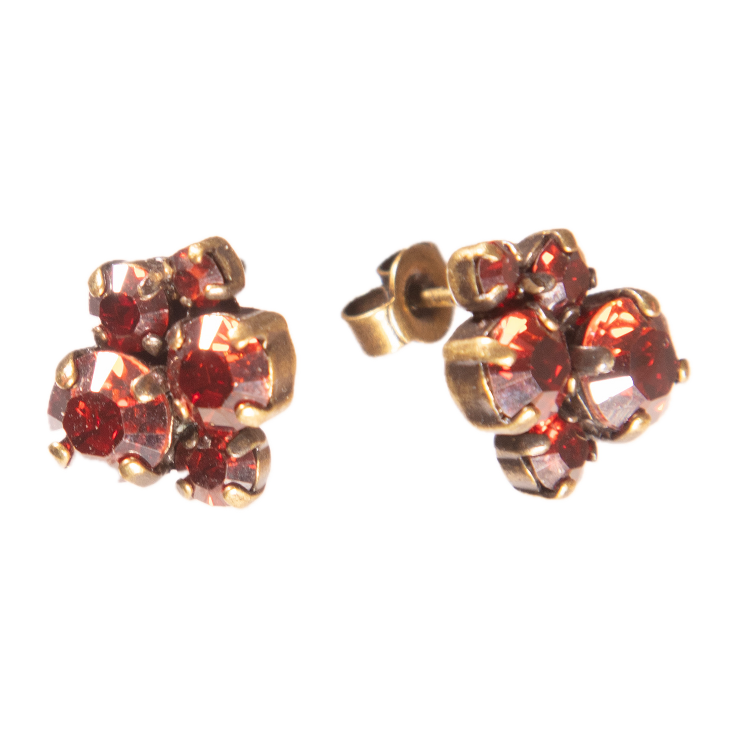 Konplott, Ballroom Crystal Cluster Studs, Coral Red/Gold