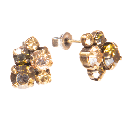 Konplott, Ballroom Crystal Cluster Studs, Lime/Yellow/Gold