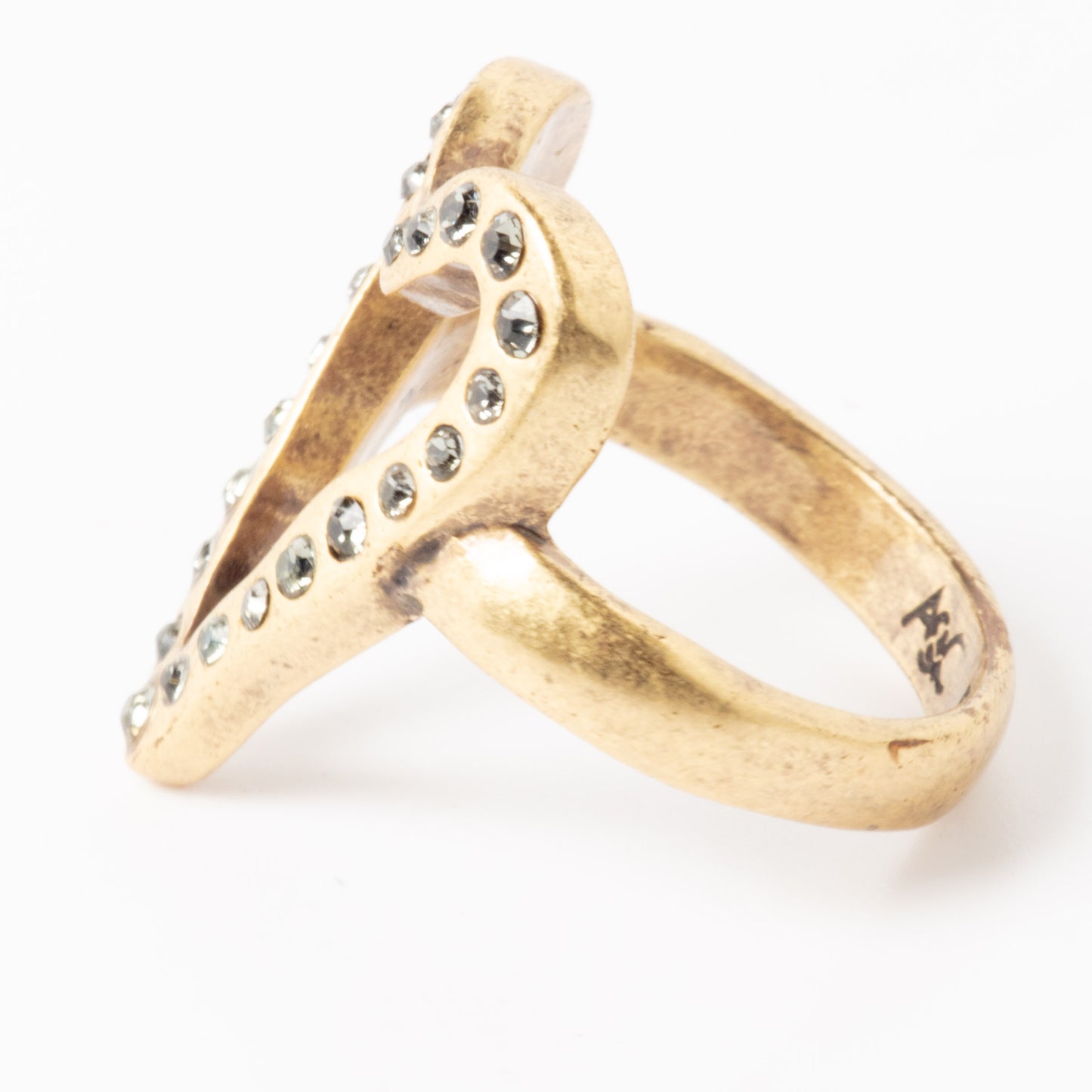 A&C Style Crystal Heart Ring – Gold Tone