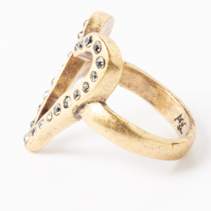 A&C Style Crystal Heart Ring – Gold Tone