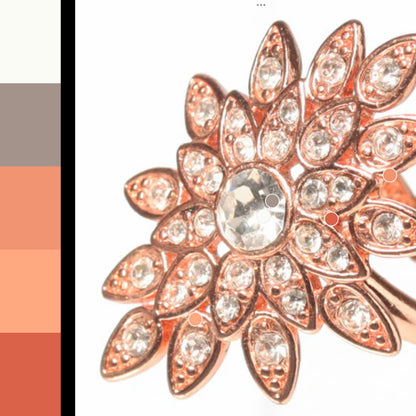 Pilgrim, Adjustable Star Burst Ring, Crystal/Rose-Gold