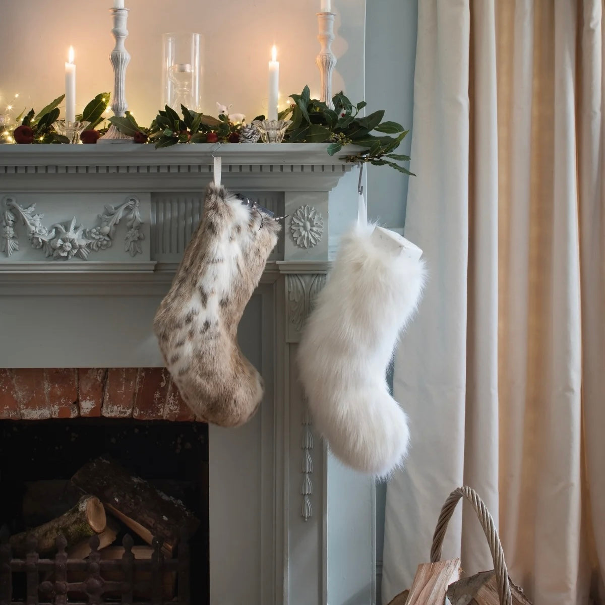 Helen Moore Faux Fur Christmas Stocking – Lynx (Large)