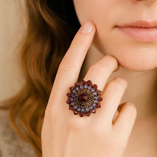 Konplott, African Glam Ring, Purple/Multi/Gold