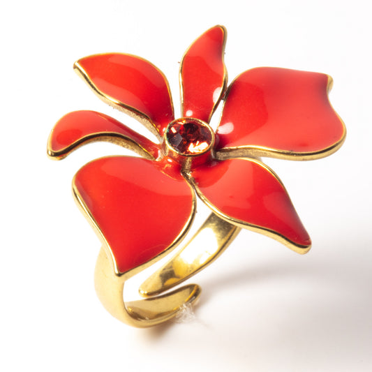 Pilgrim, Adjustable Sweet Sensation Ring, Coral/Gold
