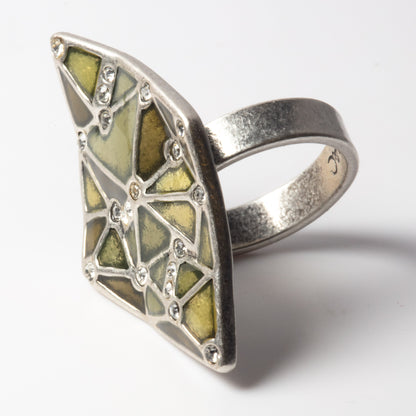 A&C Adjustable Facettes Ring, Brown/Silver