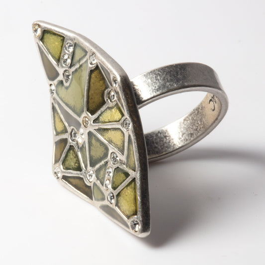 A&C Adjustable Facettes Ring, Brown/Silver