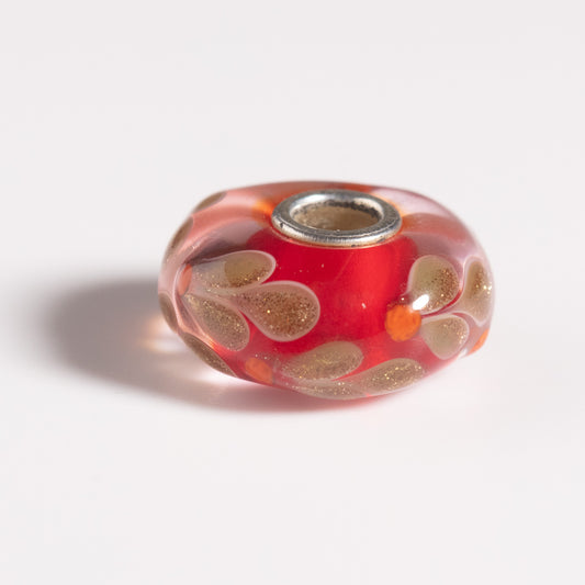 Red Flower Dot Unique Trollbeads Glass Bead