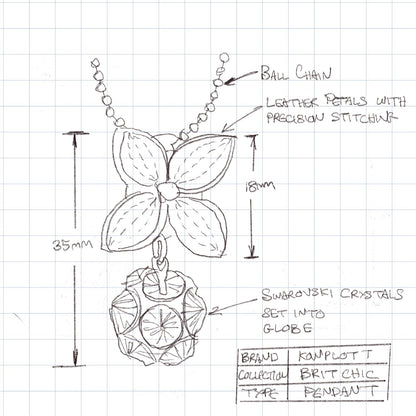 Long Pendant, Cream/Crystal/Gold