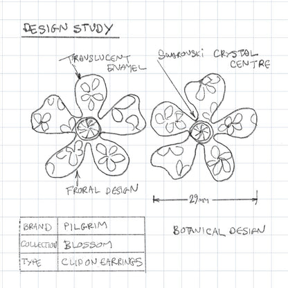 Pilgrim Blossom Clip On Earrings, Multi/Silver