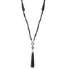 A&C Black Romance Long Beaded Necklace, Black/Gold