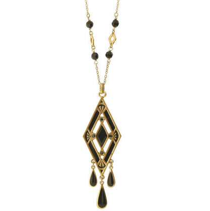 A&C Deco Beautiful Long Pendant Necklaceblack/Gold