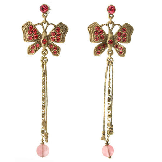 Pilgrim Butter Star Butterfly Earrings, Coral/Gold